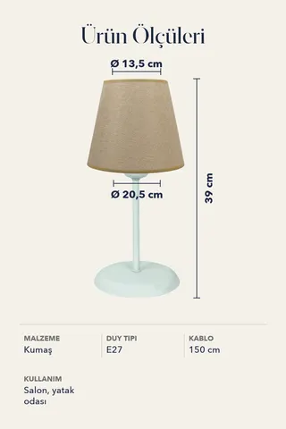 Metal Ayaklı Konik Kumaş Abajur Masa Lambası 13,5 cm Hasır — 5. görsel