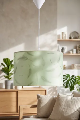 Modern Silindir Kumaş Sarkıt Avize Açık Yeşil Tüy Desenli Salon Yatak Odası