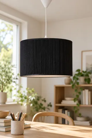 Modern Silindir Kumaş Sarkıt Avize 30 cm Siyah Tavan Lambası — 2. görsel