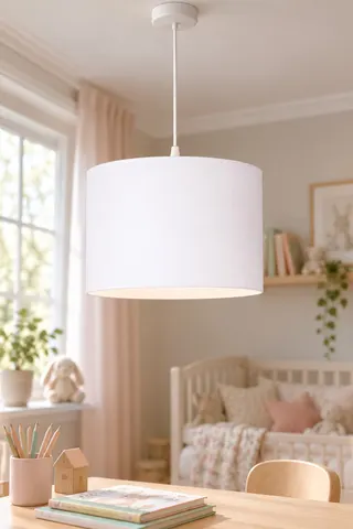 Modern Silindir Kumaş Sarkıt Avize Beyaz Tavan Lambası Salon Yatak Odası — 2. görsel