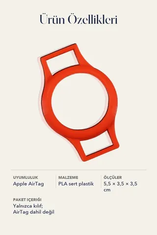Sny Airtag Pla Koruyucu Kılıf Anahtarlık Apple Uyumlu-kırmızı — 4. görsel