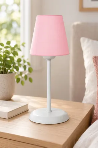 Modern Metal Ayak Konik Kumaş Küçük Abajur-pembe — 2. görsel