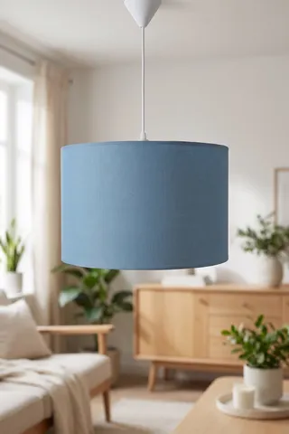 Modern Silindir Kumaş Sarkıt Avize Mat Mavi Tavan Lambası
