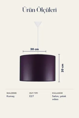 Modern Silindir Kumaş Sarkıt Avize Mürdüm Tavan Lambası Salon Yatak Odası — 5. görsel