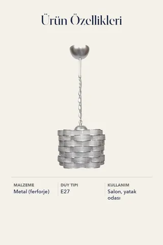 Tekli Ferforje Petek Sarkıt Avize Platin Salon Yatak Odası — 5. görsel