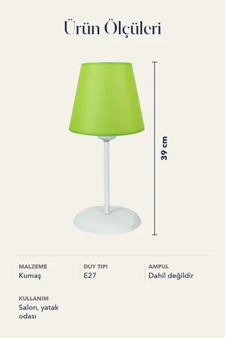 Metal Ayaklı Konik Kumaş Abajur Masa Lambası 20 cm Yeşil — 5. görsel
