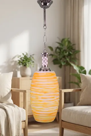 Tekli Cam Avize Sarkıt Sarı Beyaz Salon Yatak Odası