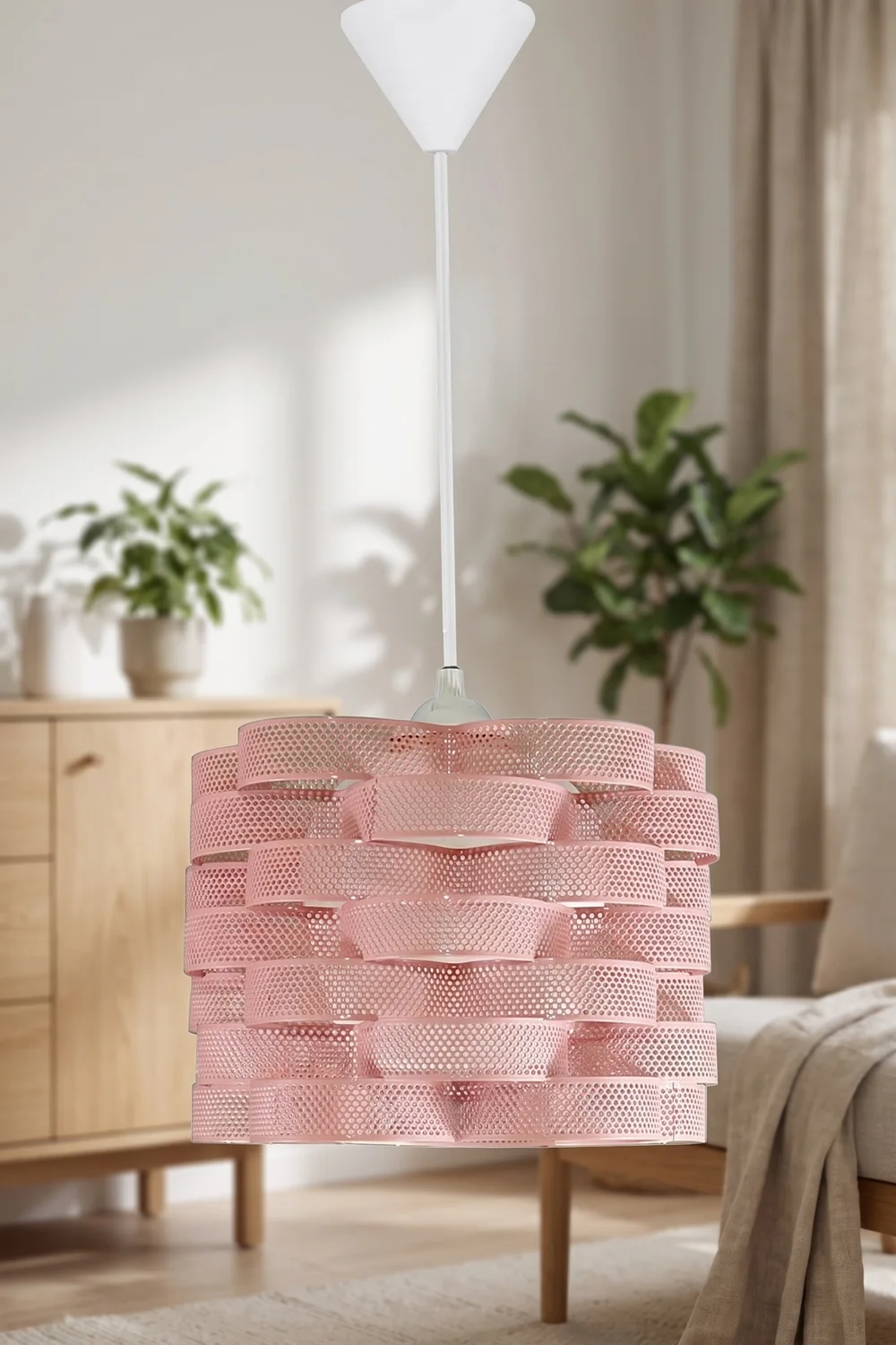 Tekli Ferforje Petek Sarkıt Avize Pembe Salon Yatak Odası