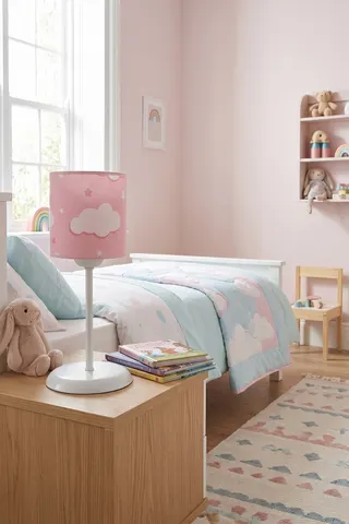 Bebek ve Çocuk Odası Silindir Kumaş Abajur Masa Lambası Pembe Bulut — 2. görsel