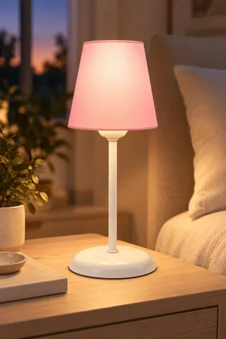 Modern Metal Ayak Konik Kumaş Küçük Abajur-pembe — 3. görsel
