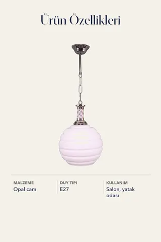 Tekli Opal Cam Avize Sarkıt Beyaz Salon Yatak Odası — 5. görsel