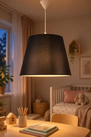 Modern Konik Kumaş Sarkıt Avize Siyah Tavan Lambası Salon Yatak Odası — 3. görsel