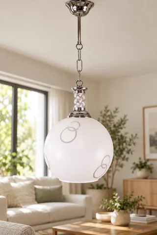 Tekli Opal Cam Avize Sarkıt Beyaz Salon Yatak Odası