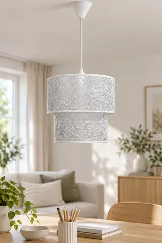 Modern İkili Silindir PVC Sarkıt Avize Beyaz İp Sarmal — 2. görsel