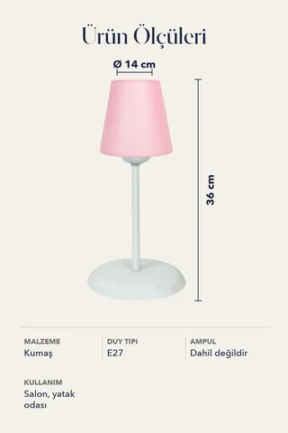 Modern Metal Ayak Konik Kumaş Küçük Abajur-pembe — 5. görsel