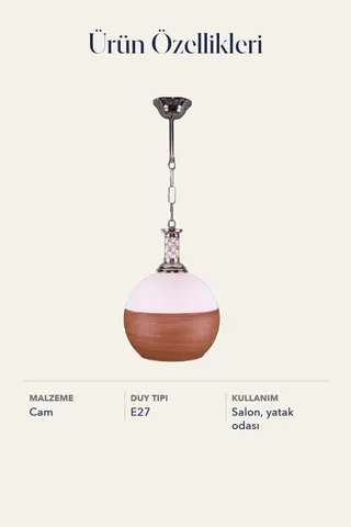 Tekli Cam Avize Sarkıt Kahverengi Beyaz Salon Yatak Odası — 5. görsel