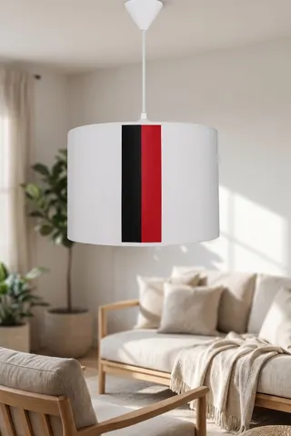 Modern Silindir Kumaş Sarkıt Avize Kırmızı Siyah Şeritli Tavan Lambası