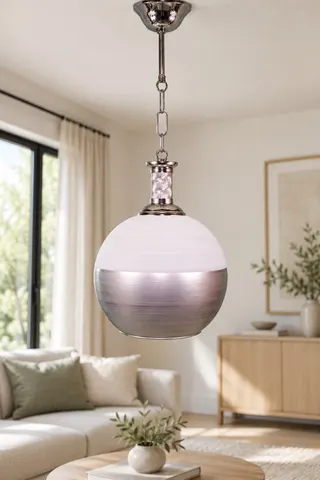 Tekli Opal Cam Avize Sarkıt Beyaz Gümüş Salon Yatak Odası — 2. görsel