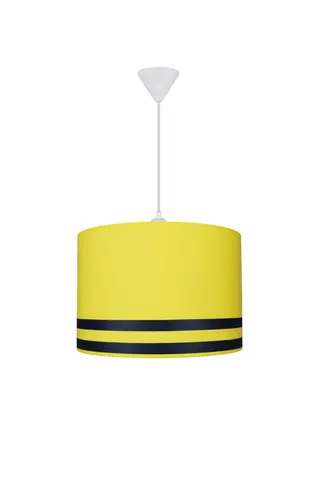 Modern Silindir Kumaş Sarkıt Avize 29,5 cm Sarı Lacivert Şeritli — 2. görsel