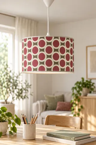 Modern Silindir Kumaş Sarkıt Avize Bordo Retro Tavan Lambası — 2. görsel