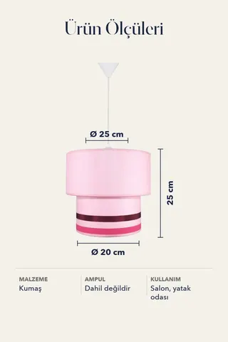 Modern İkili Silindir Kumaş Sarkıt Avize 25 cm Pembe — 5. görsel