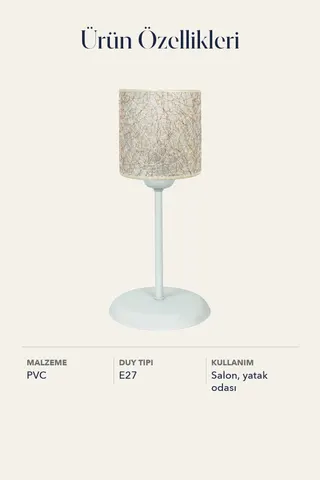 Modern Metal Ayak Pvc Kumaş Abajur-altın Ip Sarmal — 5. görsel