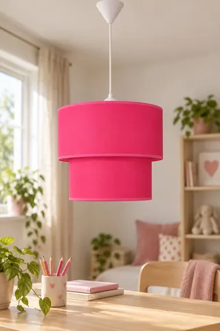 Modern İkili Silindir Kumaş Sarkıt Avize Koyu Pembe Tavan Lambası — 3. görsel