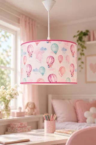 Bebek ve Çocuk Odası Silindir Kumaş Sarkıt Avize 29,5 cm Pembe Balon — 2. görsel
