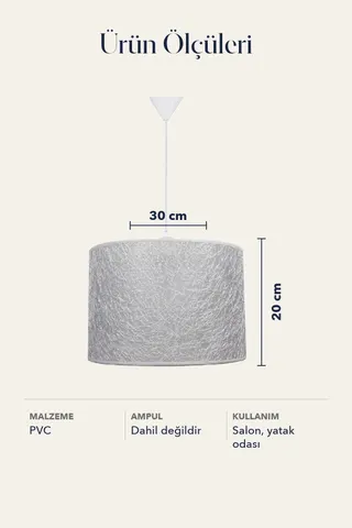 Modern Silindir PVC Sarkıt Avize 30 cm Gümüş İp Sarmal — 5. görsel