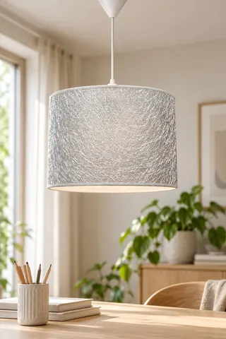Modern Silindir PVC Sarkıt Avize 30 cm Gümüş İp Sarmal — 2. görsel