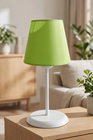 Metal Ayaklı Konik Kumaş Abajur Masa Lambası 20 cm Yeşil