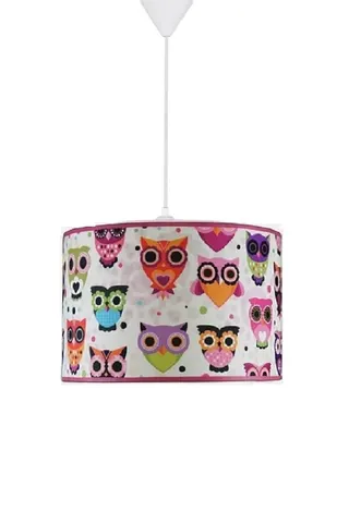 Çocuk Odası Silindir Kumaş Sarkıt Avize 30 cm Pembe Baykuş — 4. görsel