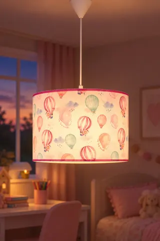 Bebek ve Çocuk Odası Silindir Kumaş Sarkıt Avize 29,5 cm Pembe Balon — 3. görsel