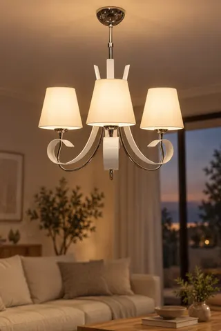 Dekoratif 3'lü Opal Konik Cam Krom Modern Avize Beyaz — 3. görsel