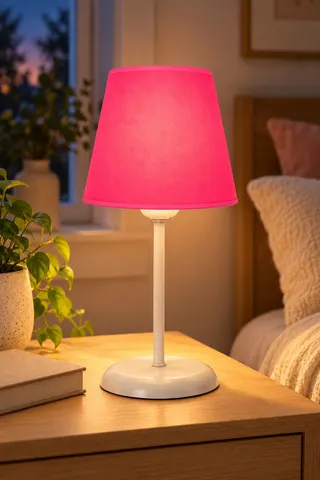 Metal Ayak Modern Konik Kumaş Abajur-koyu Pembe — 3. görsel