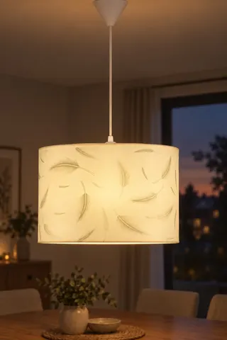 Modern Silindir Kumaş Sarkıt Avize Açık Yeşil Tüy Desenli Salon Yatak Odası — 3. görsel