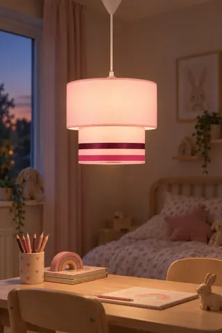 Modern İkili Silindir Kumaş Sarkıt Avize 25 cm Pembe — 3. görsel