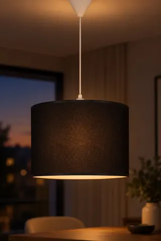 Modern Silindir Kumaş Sarkıt Avize 30 cm Siyah Tavan Lambası — 3. görsel