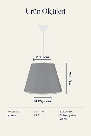 Modern Konik Kumaş Sarkıt Avize Gri Tavan Lambası Salon Yatak Odası — 5. görsel