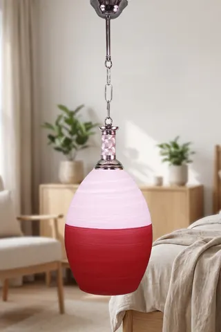 Tekli Opal Cam Avize Sarkıt Beyaz Kırmızı Salon Yatak Odası