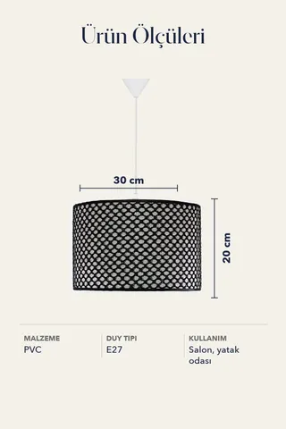 Modern Silindir PVC Sarkıt Avize Siyah File Tavan Lambası — 5. görsel