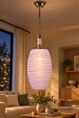 Tekli Opal Kabartma Cam Avize Sarkıt Beyaz Salon Yatak Odası — 3. görsel