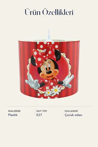 Minnie Mouse Tavan Sarkıtı Çocuk Odası Dekoratif Aydınlatma Tavan Lambası — 4. görsel