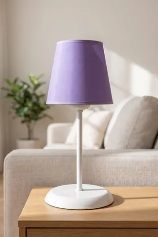 Modern Metal Ayak Konik Kumaş Küçük Abajur-violet