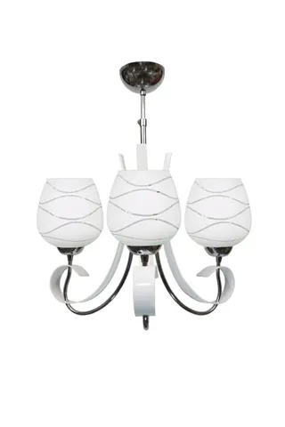 Dekoratif 3'lü Opal Cam Krom Modern Avize Beyaz Salon Yatak Odası — 4. görsel