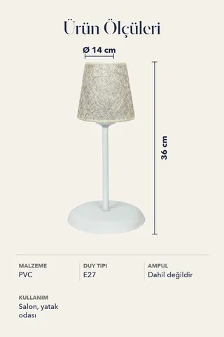 Modern Metal Ayak Konik Pvc Abajur-altın Ip Sarmal — 5. görsel