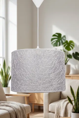 Modern Silindir PVC Sarkıt Avize 30 cm Gümüş İp Sarmal