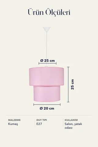 Modern İkili Silindir Kumaş Sarkıt Avize Pembe Tavan Lambası — 5. görsel
