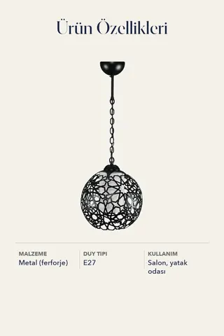 Tekli Ferforje Kafes Sarkıt Avize Siyah Salon Yatak Odası — 5. görsel