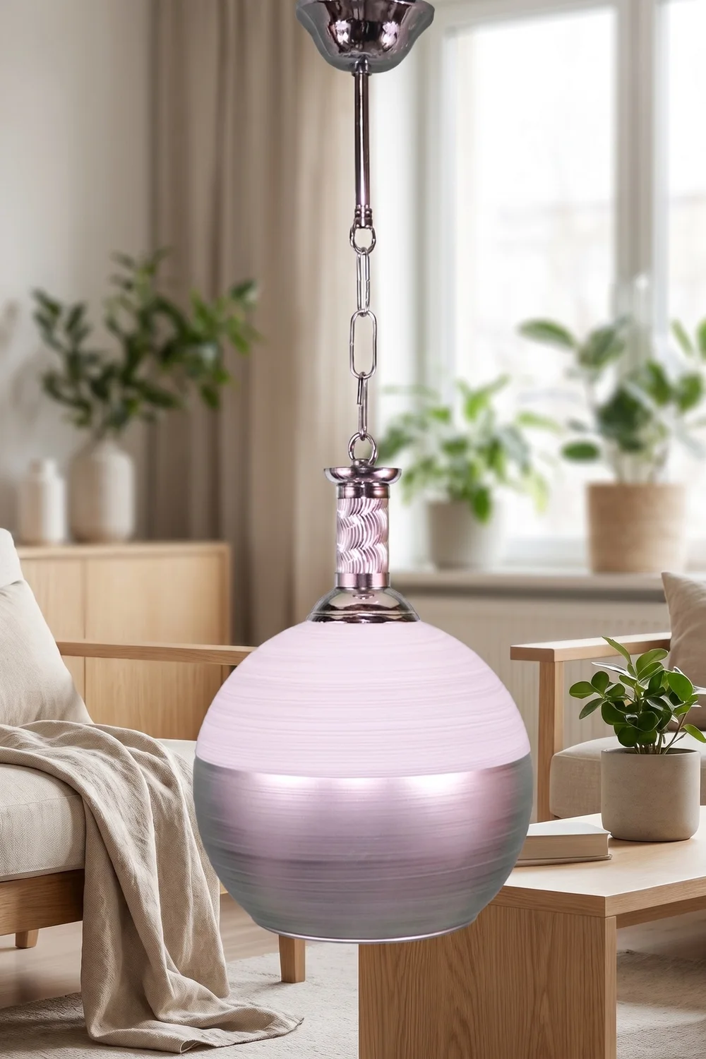 Tekli Opal Cam Avize Sarkıt Beyaz Gümüş Salon Yatak Odası